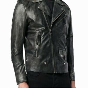 Diesel Metallic Black Leather Jacket